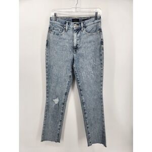 Banana Republic High Rise Slim Jeans Size 27 Acid Wash Distressed Raw Hem